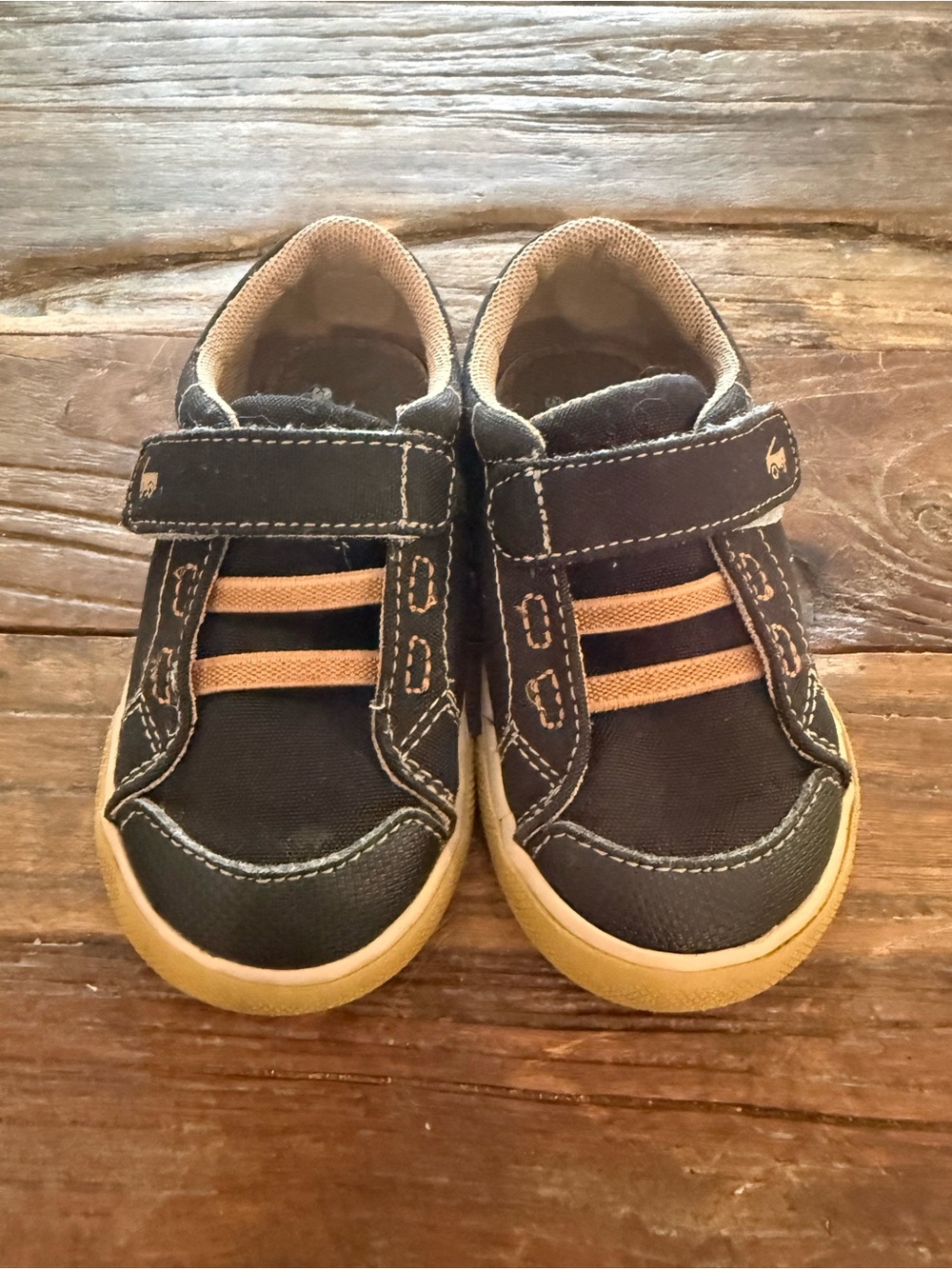 See Kai Run Kids Black and Tan Stevie Casual Velcro Sneakers